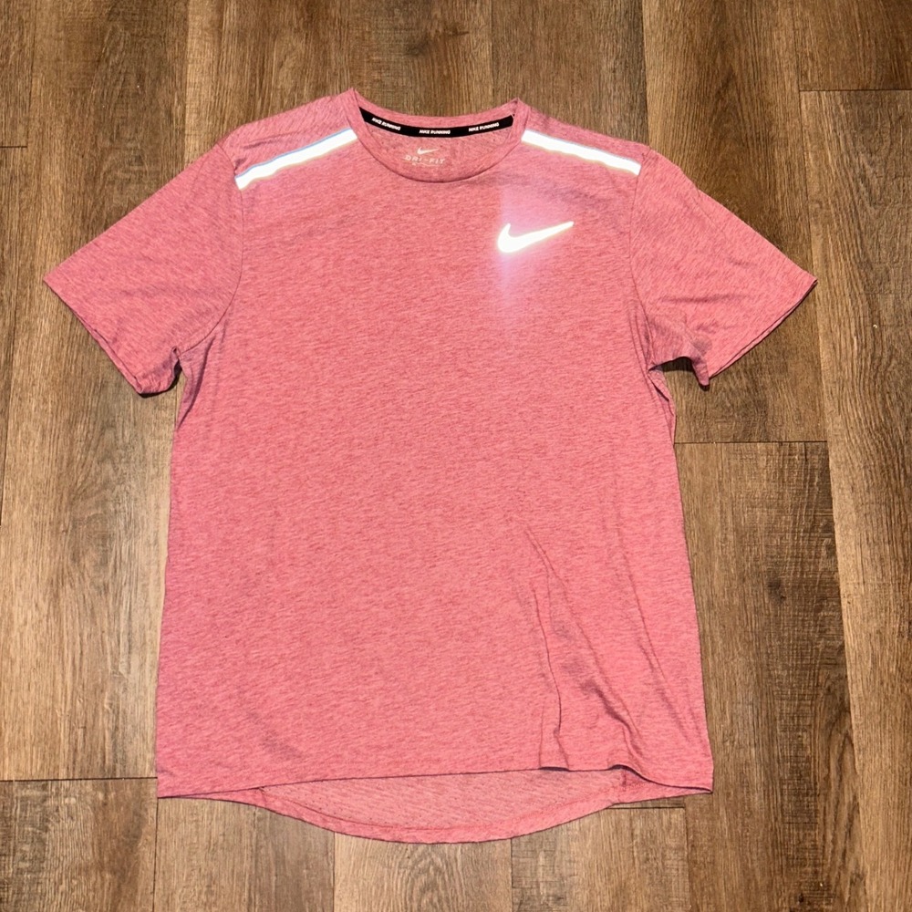 Nike Running Dri-FIT Shirt Pink Heather Reflective Short Sleeve 892813-618 M